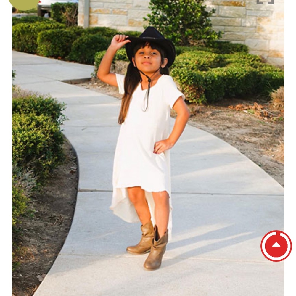 Lucky & blessed girl light beige linen fabric dress with Hi-Low Hew